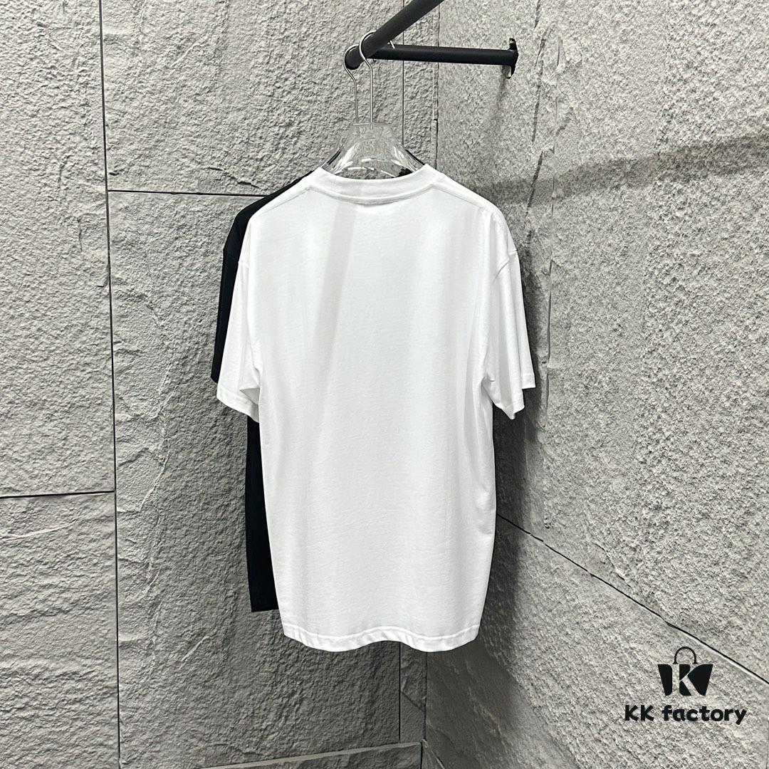 Alexander Wang 2025 Spring/Summer New Arrival Short Sleeve T-Shirt with Pink 'Wang' Silicone Print on Front and Back, Made of Custom Double Gauze Plain Cotton 300 Fabric, Unisex Design