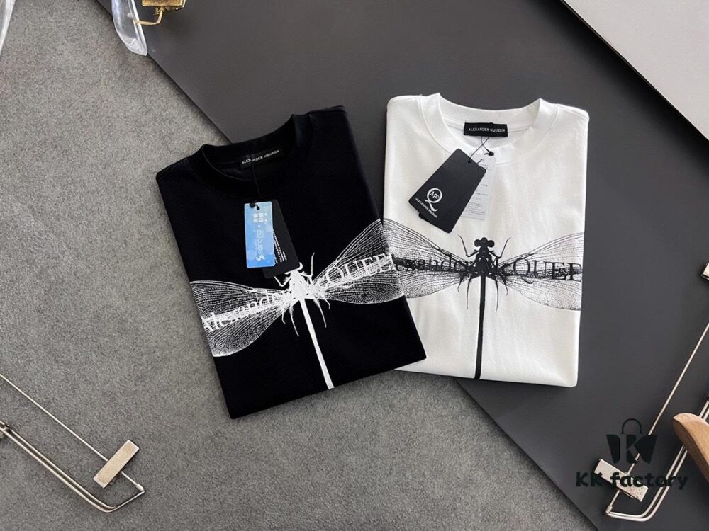 McQueen 2025 Latest Print Short Sleeve T-Shirt, High-Quality Cabinet Original Order, Top-Grade Craftsmanship with Imported Fabric