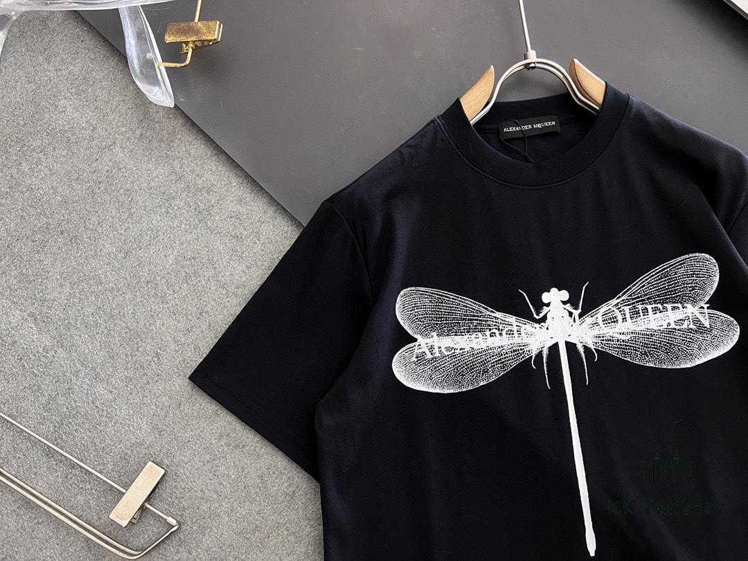 McQueen 2025 Latest Print Short Sleeve T-Shirt, High-Quality Cabinet Original Order, Top-Tier Craftsmanship with Imported Fabric