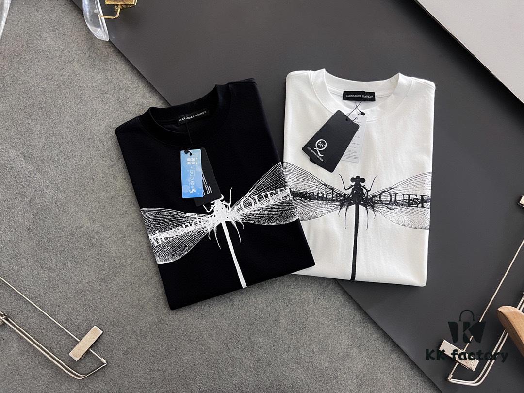 McQueen 2025 Latest Print Short Sleeve T-Shirt, High-Quality Cabinet Original Order, Top-Tier Craftsmanship with Imported Fabric