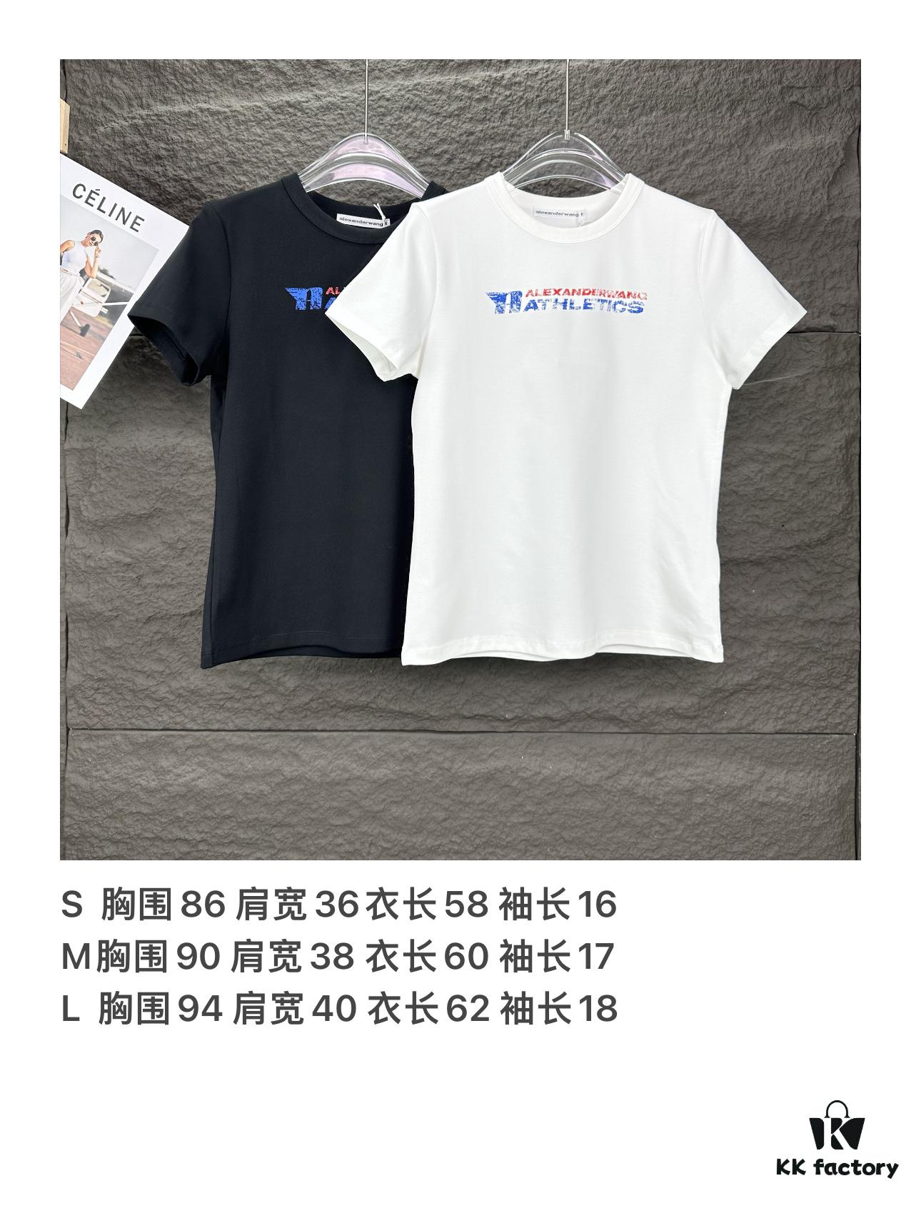 Alexander Wang 2025 New Women's Logo Short Sleeve T-Shirt - Top Version