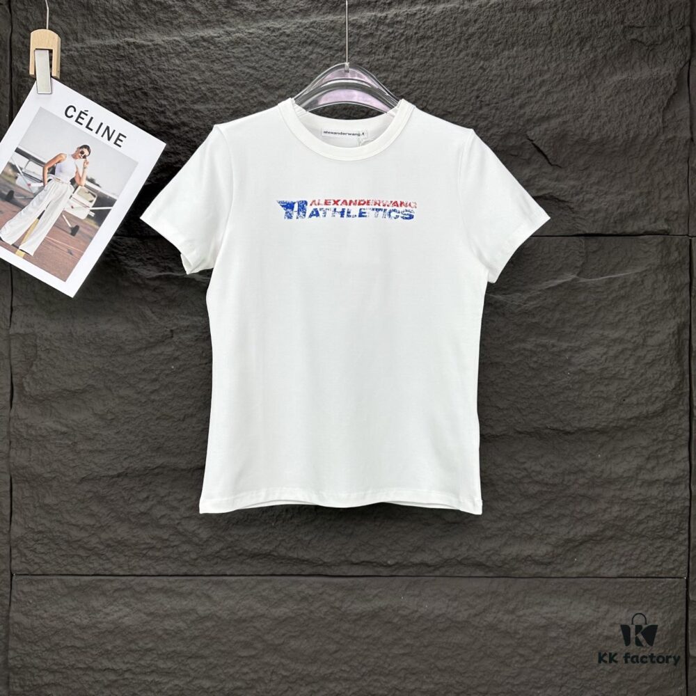 Alexander Wang 2025 New Women's Short Sleeve T-Shirt with Letter Logo - Premium Version