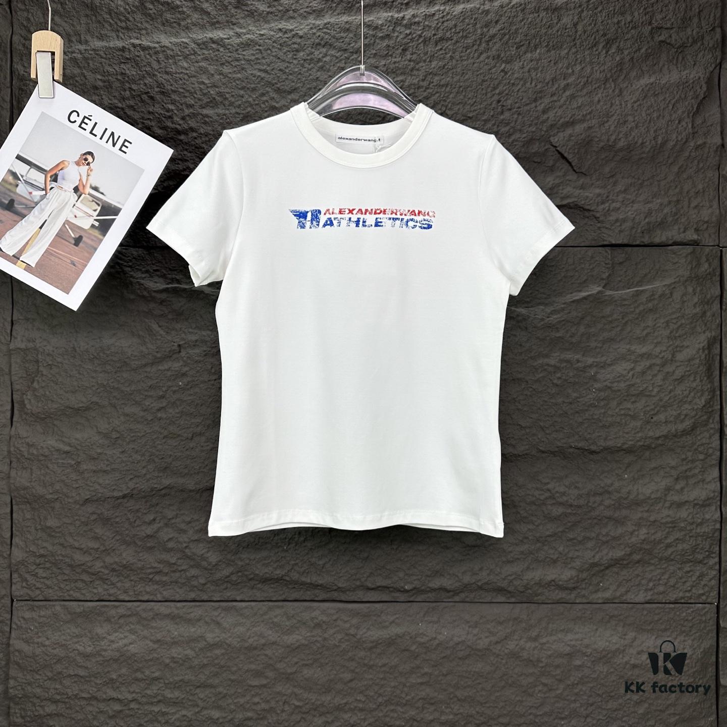 Alexander Wang 2025 New Women's Short Sleeve T-Shirt with Letter Logo - Premium Version