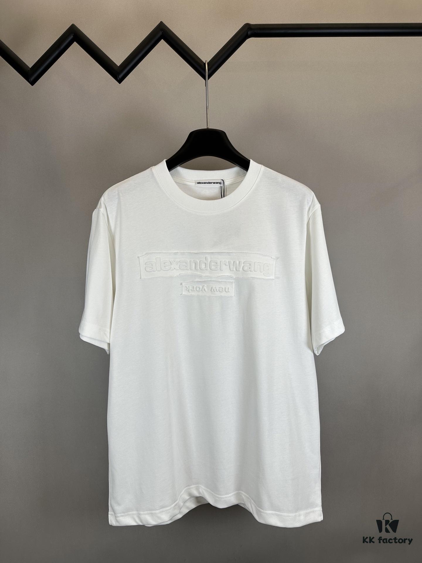 Alexander Wang 2025 FW Pre-Spring 3D Logo Letter Barrage Appliqué Short Sleeve T-Shirt / Heavyweight Cotton Washed