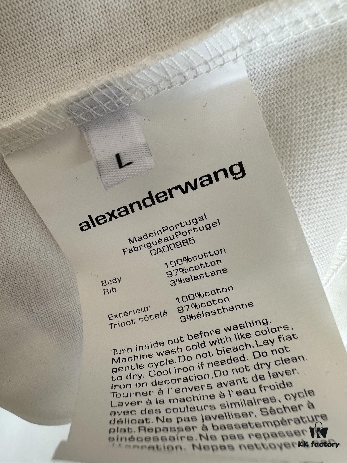 Alexander Wang 2025 FW Pre-Spring 3D Logo Letter Barrage Appliqué Short Sleeve T-Shirt / Heavyweight Cotton Washed