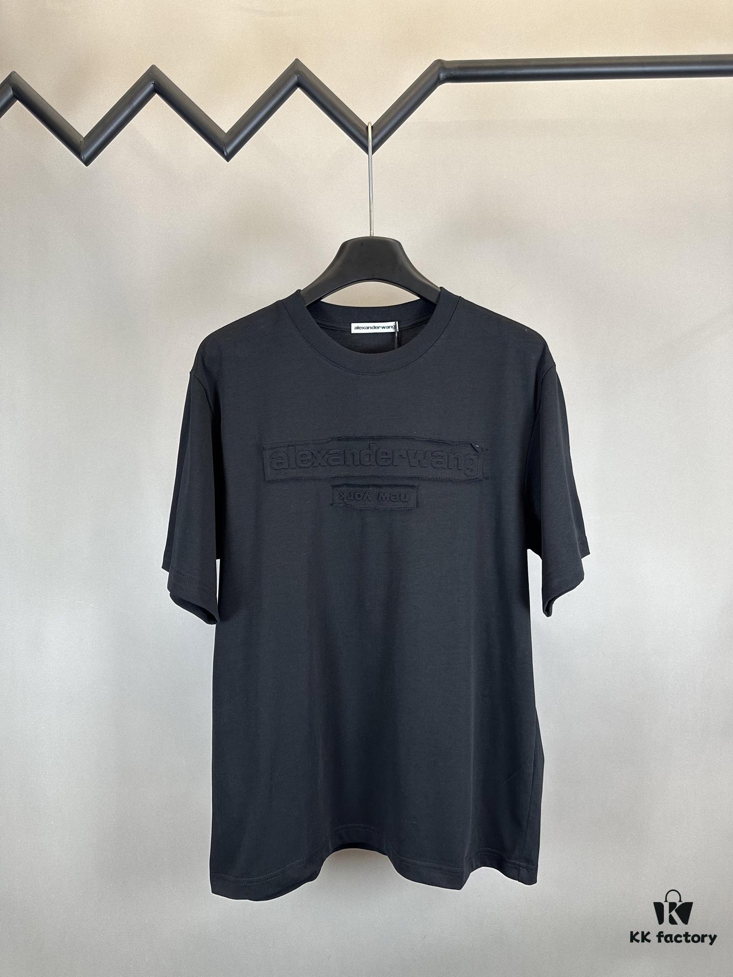 Alexander Wang 2025 FW Pre-Spring 3D Logo Letter Barrage Appliqué Short Sleeve T-Shirt / Heavyweight Cotton Washed