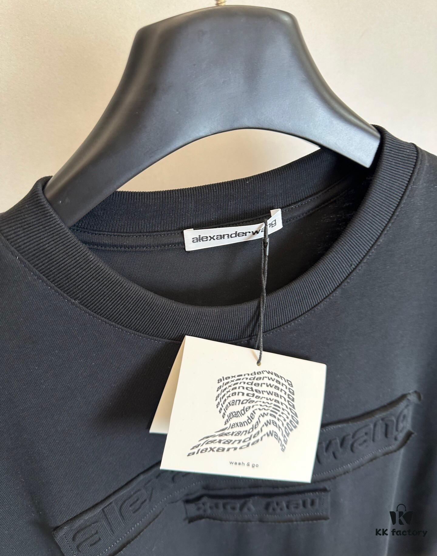 Alexander Wang 2025 FW Pre-Spring 3D Logo Letter Barrage Appliqué Short Sleeve T-Shirt / Heavyweight Cotton Washed