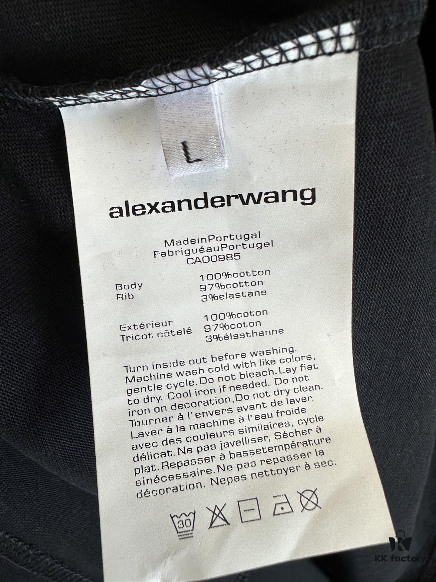 Alexander Wang 2025 FW Pre-Spring 3D Logo Letter Barrage Appliqué Short Sleeve T-Shirt / Heavyweight Cotton Washed