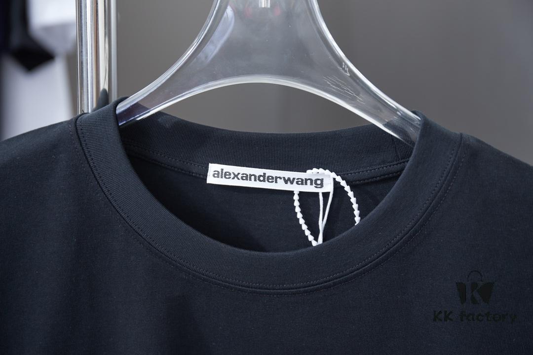 Alexarde*wang 25SS Early Spring New Arrival Applique Letter Rhinestone Short Sleeve T-Shirt