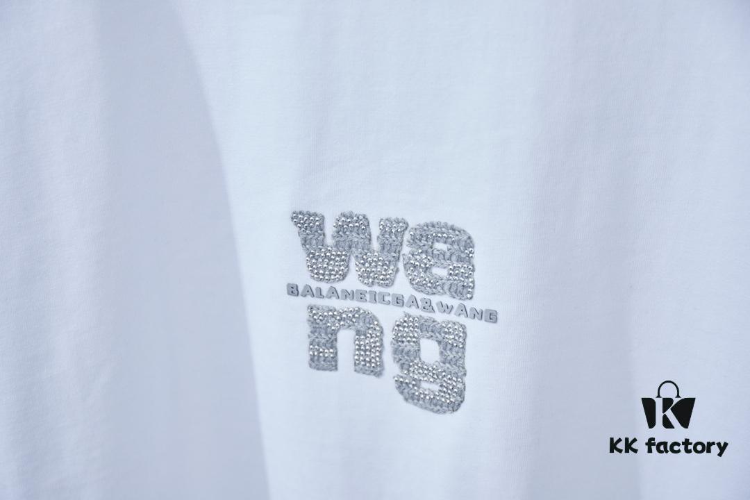 Alexarde*wang 25SS Early Spring New Arrival Applique Letter Rhinestone Short Sleeve T-Shirt