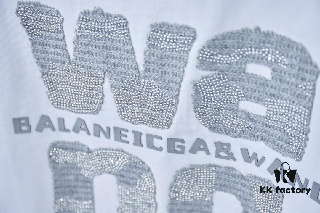 Alexarde*wang 25SS Early Spring New Arrival Applique Letter Rhinestone Short Sleeve T-Shirt