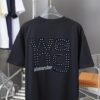 Alexarde*wang 25SS Early Spring New Arrival 3D Velvet Flocked Letter Pearl Rhinestone Short Sleeve T-Shirt