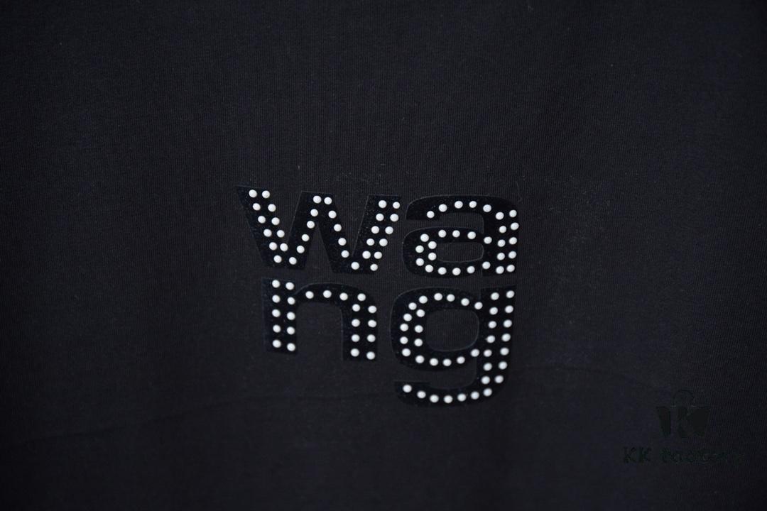 Alexarde*wang 25SS Early Spring New Arrival 3D Velvet Flocked Letter Pearl Rhinestone Short Sleeve T-Shirt