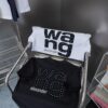 Alexarde*wang 25SS Early Spring New Arrival 3D Velvet Flocked Letter Pearl Rhinestone Short Sleeve T-Shirt