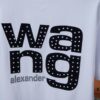 Alexarde*wang 25SS Early Spring New Arrival 3D Flocked Letter Pearl Rhinestone Short Sleeve T-Shirt