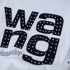 Alexarde*wang 25SS Early Spring New Arrival 3D Flocked Letter Pearl Rhinestone Short Sleeve T-Shirt