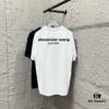 Alexander Wang 2025 Spring/Summer New Arrival Short Sleeve T-Shirt with Embroidered 'Wang' Logo on Chest and Printed Lettering on Back, Unisex Design Made from Custom Double-Gauze Plain-Woven 300g Cotton Fabric