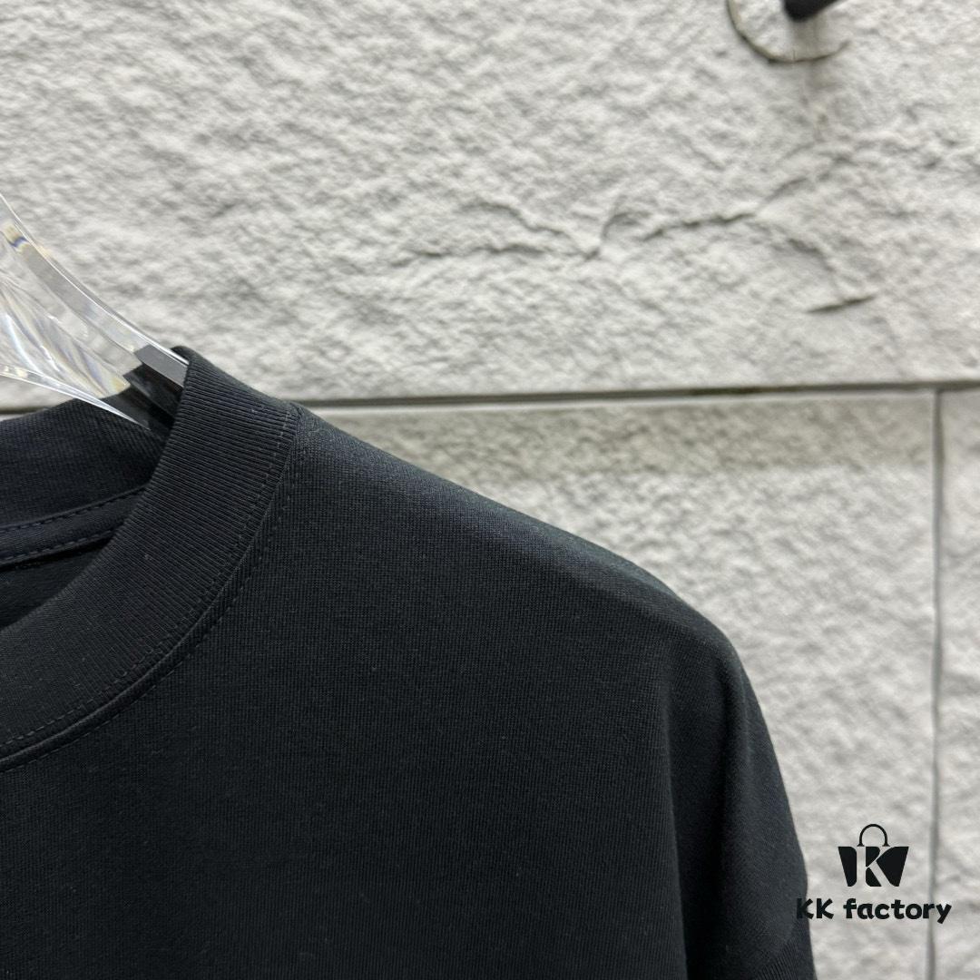 Alexander Wang 2025 Spring/Summer New Arrival Short Sleeve T-Shirt with Embroidered 'Wang' Logo on Chest and Printed Lettering on Back, Unisex Design Made from Custom Dual-Yarn Plain-Woven 300g Cotton Fabric