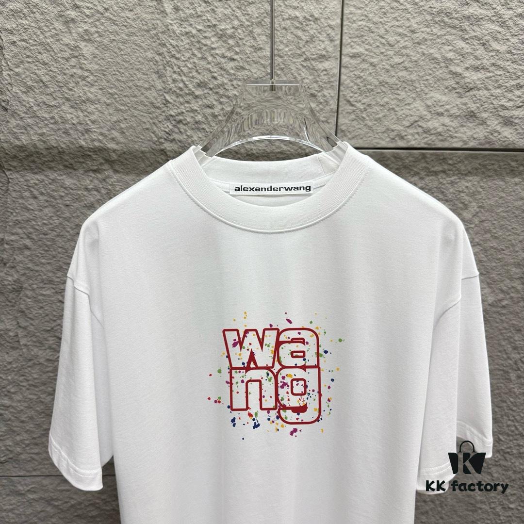 Alexander Wang 2025 Spring/Summer New Arrival Letter 'Wang' Print Short Sleeve T-Shirt Custom Double-Yarn Plain Weave 100% Cotton 300g Unisex