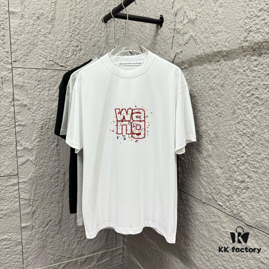 Alexander Wang 2025 Spring/Summer New Arrival Letter 'Wang' Print Short Sleeve T-Shirt Custom Double-Yarn Plain Weave 100% Cotton 300g Unisex