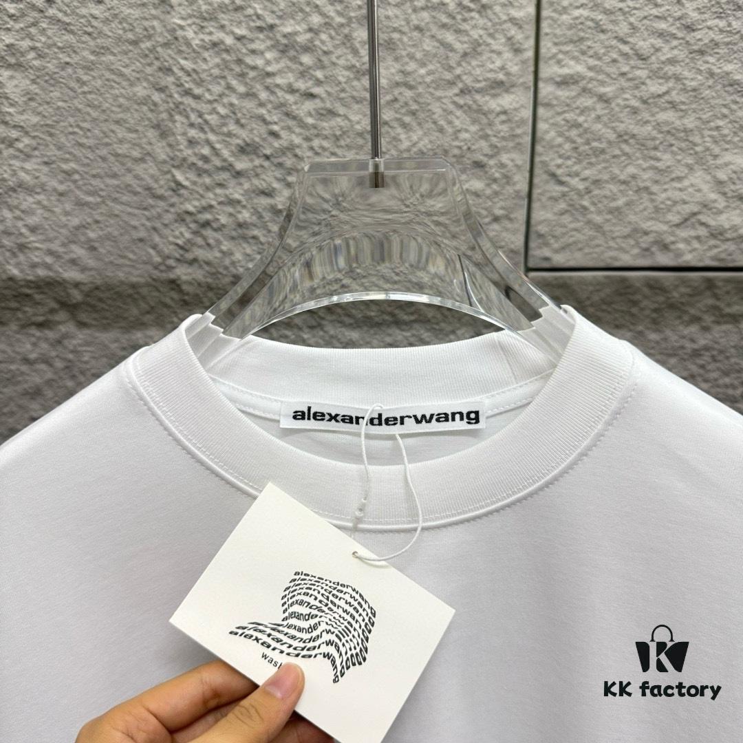 Alexander Wang 2025 Spring/Summer New Arrival Letter 'Wang' Print Short Sleeve T-Shirt Custom Double-Yarn Plain Weave 100% Cotton 300g Unisex