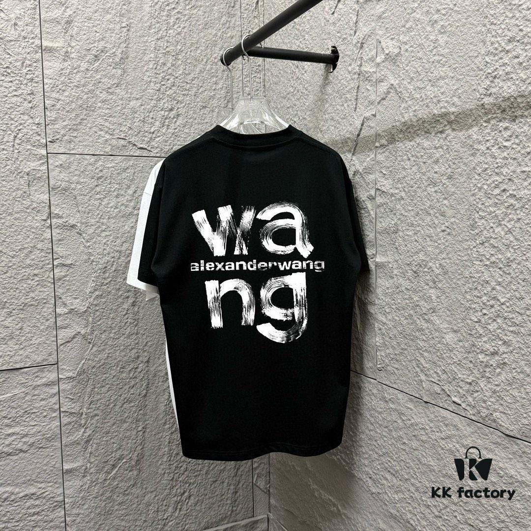 Alexander Wang 2025 Spring/Summer New Arrival Classic 'Wang' Logo Print Short-Sleeve T-Shirt Unisex - Custom Double Gauze Pure Cotton Fabric
