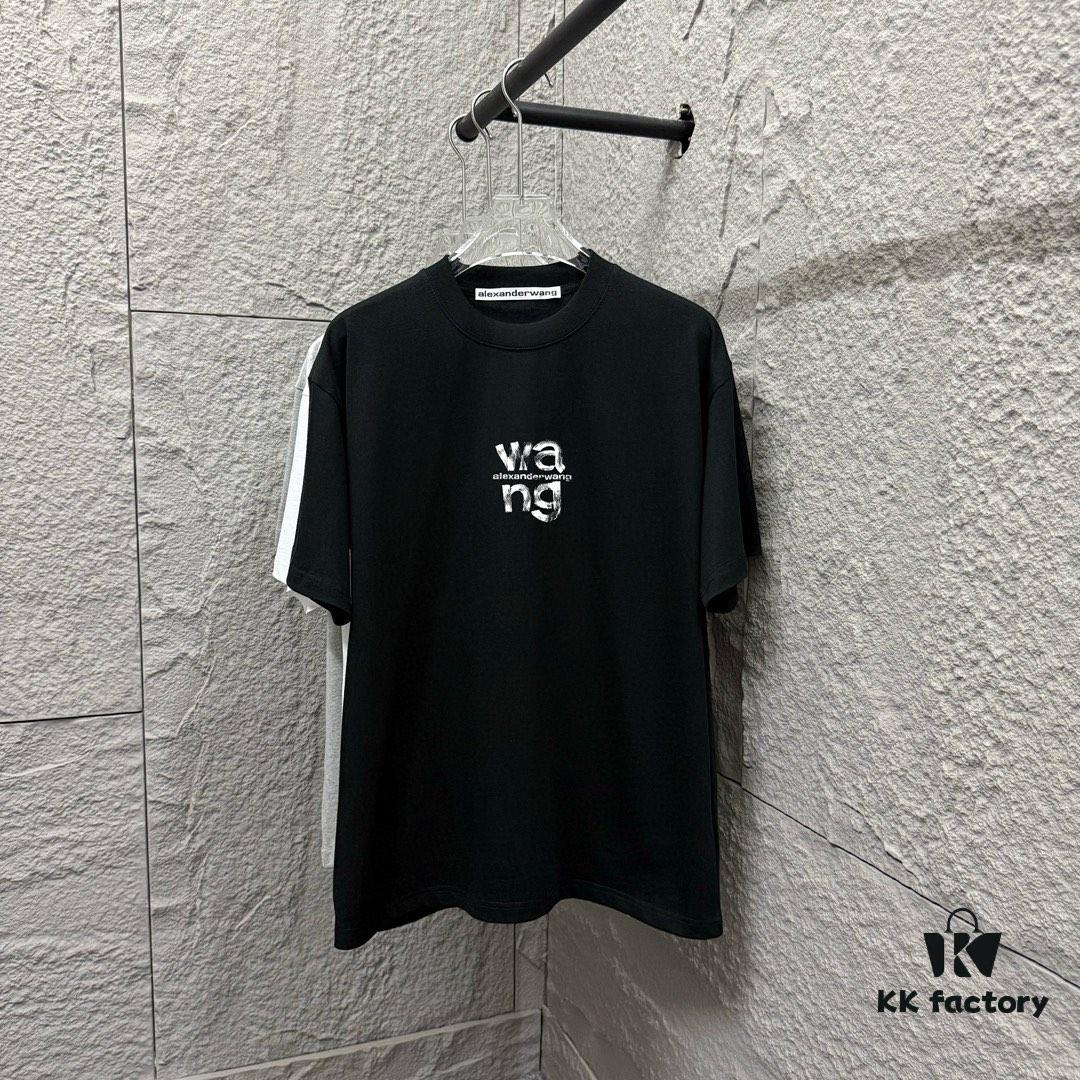 Alexander Wang 2025 Spring/Summer New Arrival Classic 'Wang' Logo Print Short-Sleeve T-Shirt Unisex - Custom Double Gauze Pure Cotton Fabric