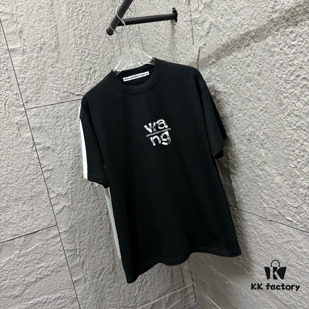 Alexander Wang 2025 Spring/Summer New Arrival Classic 'Wang' Logo Print Short-Sleeve T-Shirt Unisex - Custom Double Gauze Pure Cotton Fabric