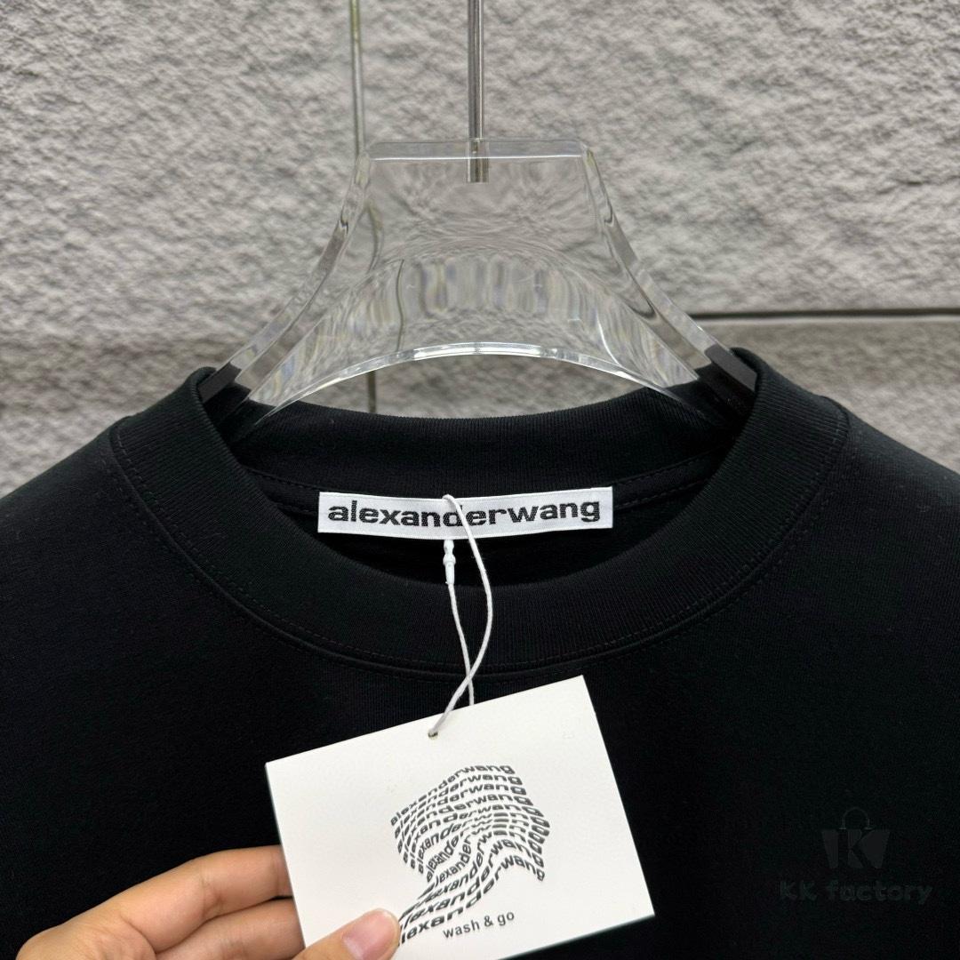 Alexander Wang 2025 Spring/Summer New Arrival Classic 'Wang' Logo Print Short-Sleeve T-Shirt Unisex - Custom Double Gauze Pure Cotton Fabric