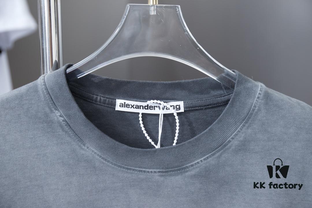 Alexarde*wang 25SS Early Spring New Arrival Applique Letter Rhinestone Short Sleeve T-Shirt