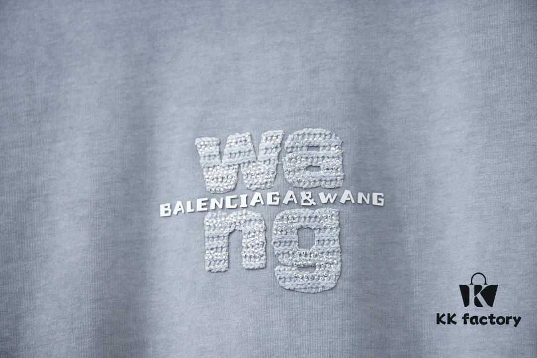 Alexarde*wang 25SS Early Spring New Arrival Applique Letter Rhinestone Short Sleeve T-Shirt