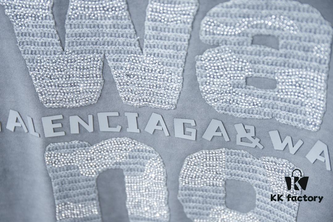 Alexarde*wang 25SS Early Spring New Arrival Applique Letter Rhinestone Short Sleeve T-Shirt