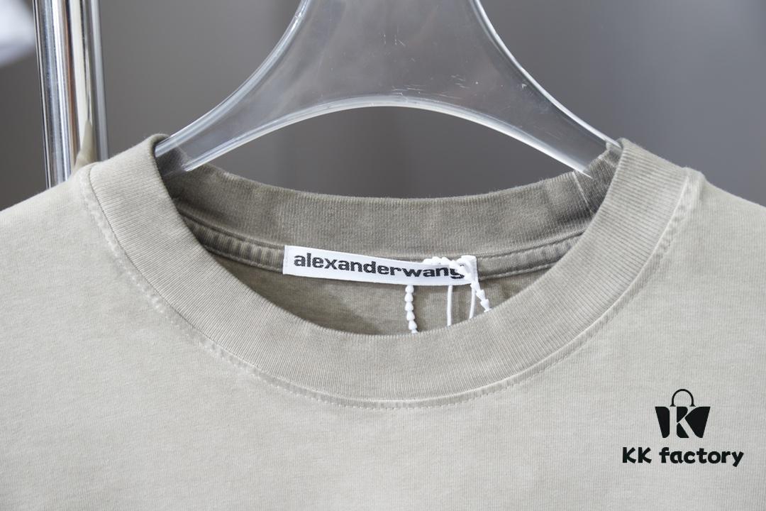 Alexarde*wang 25SS Early Spring New Arrival Embroidered Letter Rhinestone Short Sleeve T-Shirt