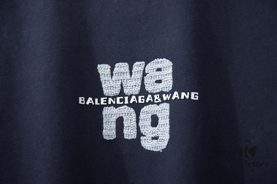 Alexarde*wang 25SS Early Spring New Arrival Embroidered Letter Rhinestone Short Sleeve T-Shirt