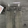 Alexander Wang 2024 New Pocket 3D Letter Distressed Unisex Washed Loose Denim Jeans