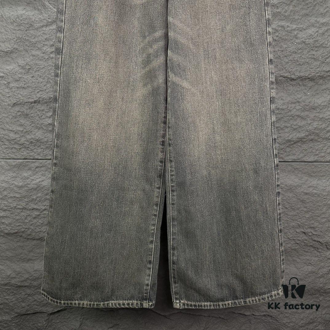 Alexander Wang 2024 New Pocket 3D Letter Distressed Unisex Washed Loose Denim Jeans