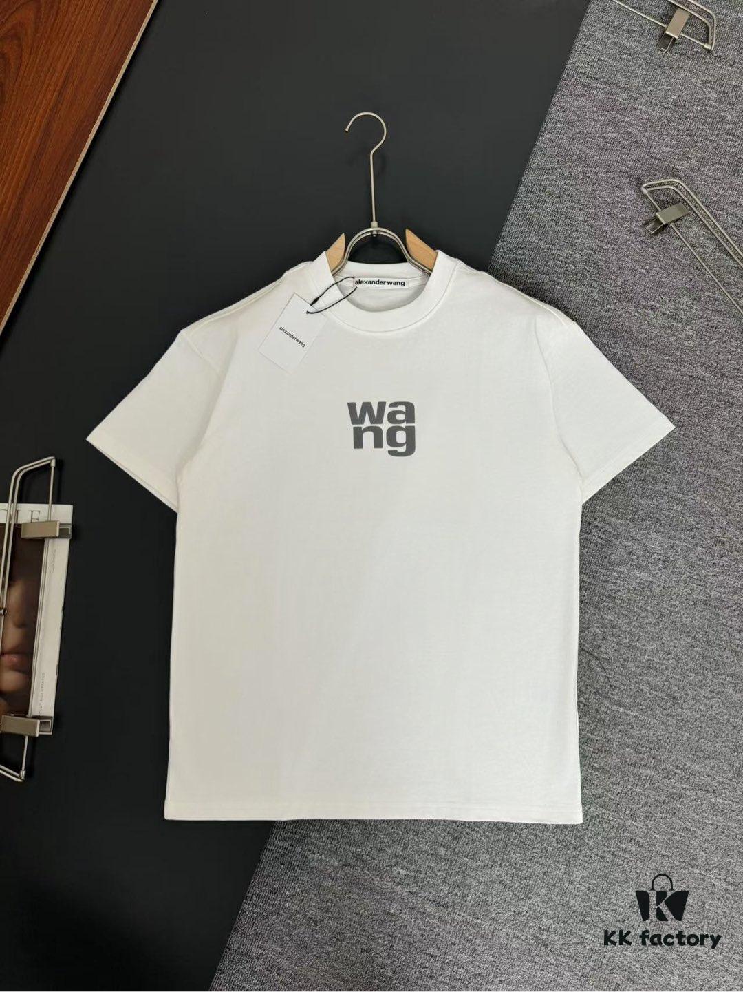 Alexander Wang AW 280g Heavyweight Pure Cotton Oversized T-Shirt with Puff Print Logo Design, Spring and Summer New Round Neck Fashion Short Sleeve Tee