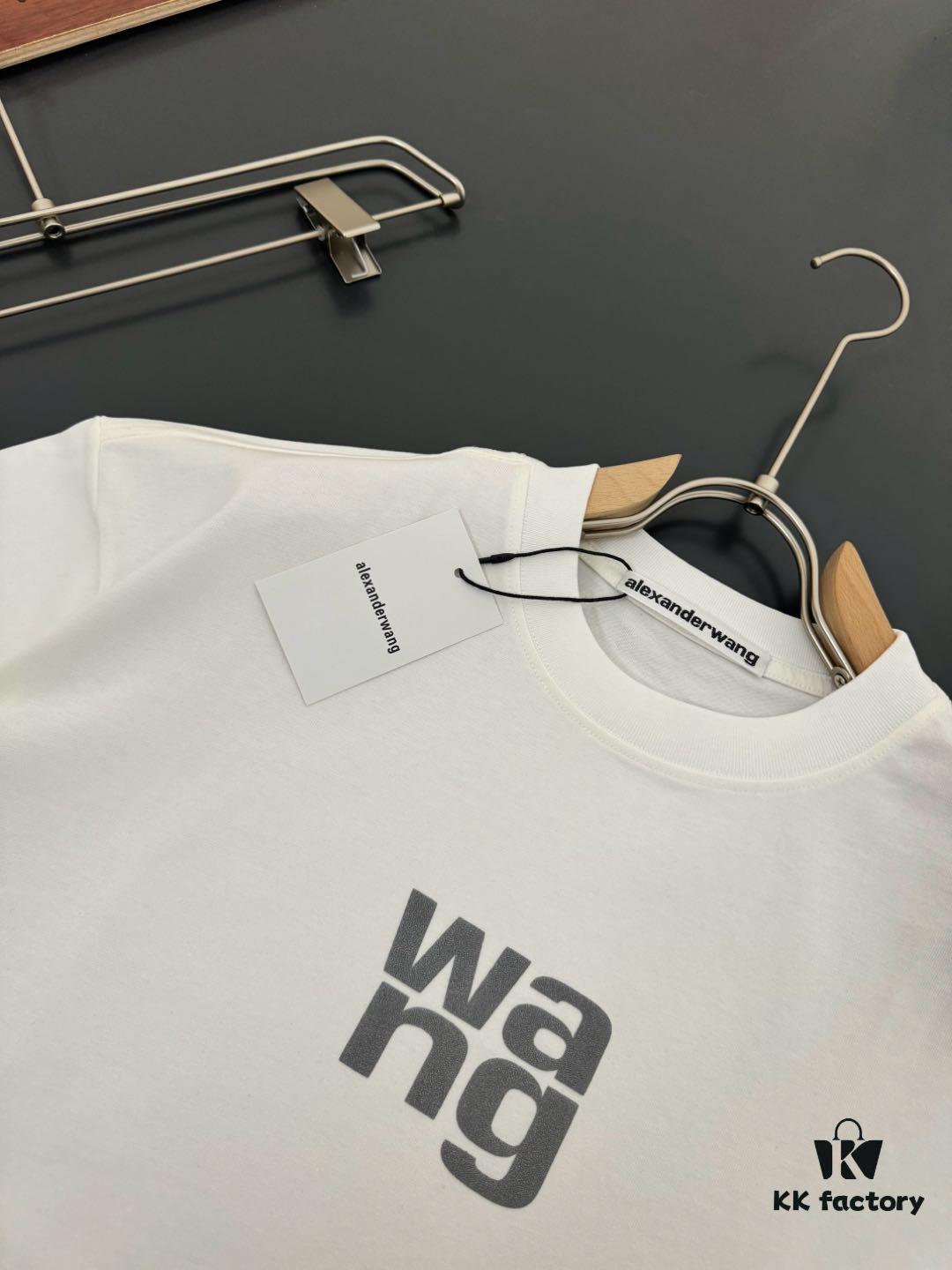 Alexander Wang AW 280g Heavyweight Pure Cotton Oversized T-Shirt with Puff Print Logo Design, Spring and Summer New Round Neck Fashion Short Sleeve Tee