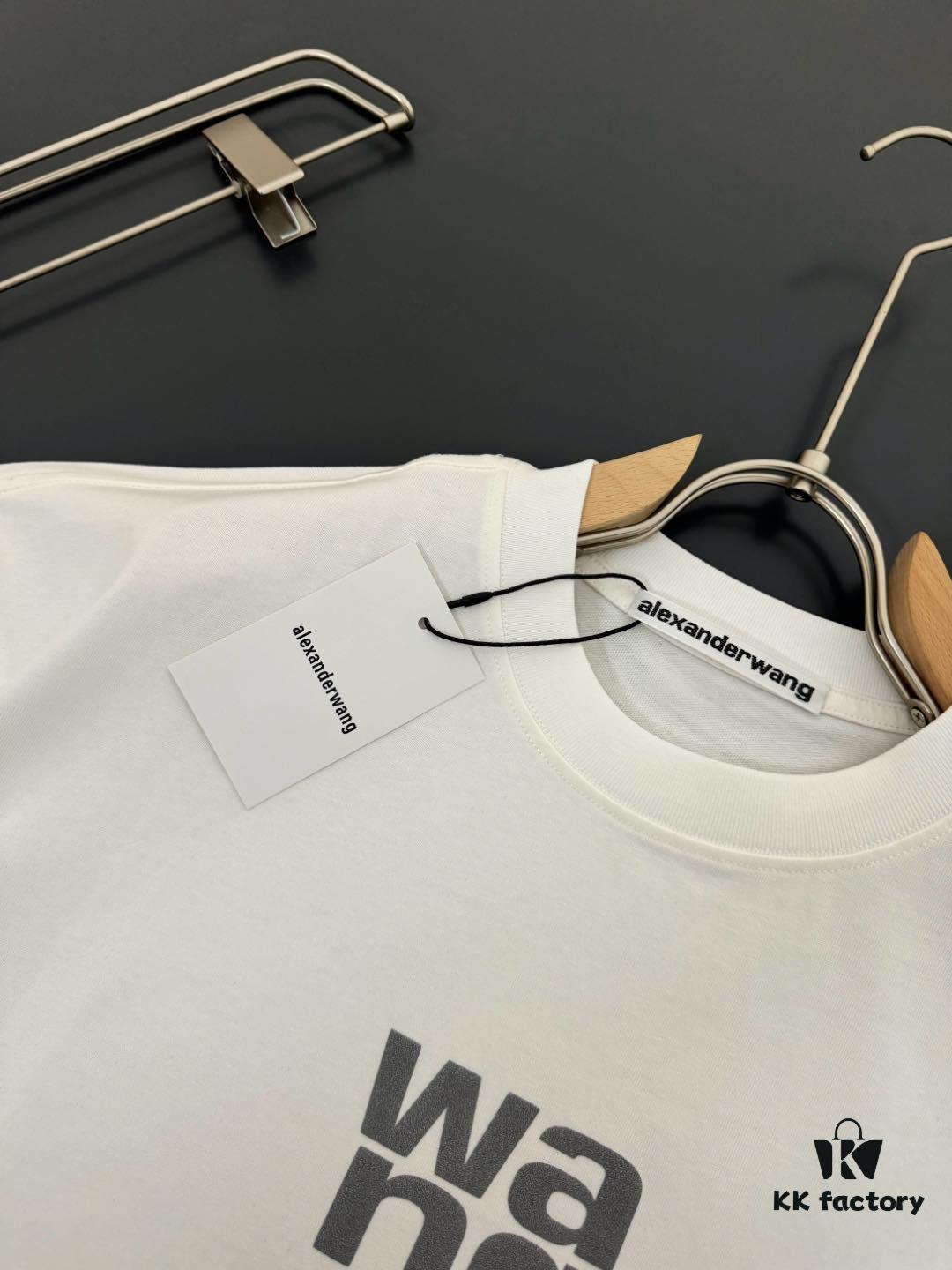 Alexander Wang AW 280g Heavyweight Pure Cotton Oversized T-Shirt with Puff Print Logo Design, Spring and Summer New Round Neck Fashion Short Sleeve Tee