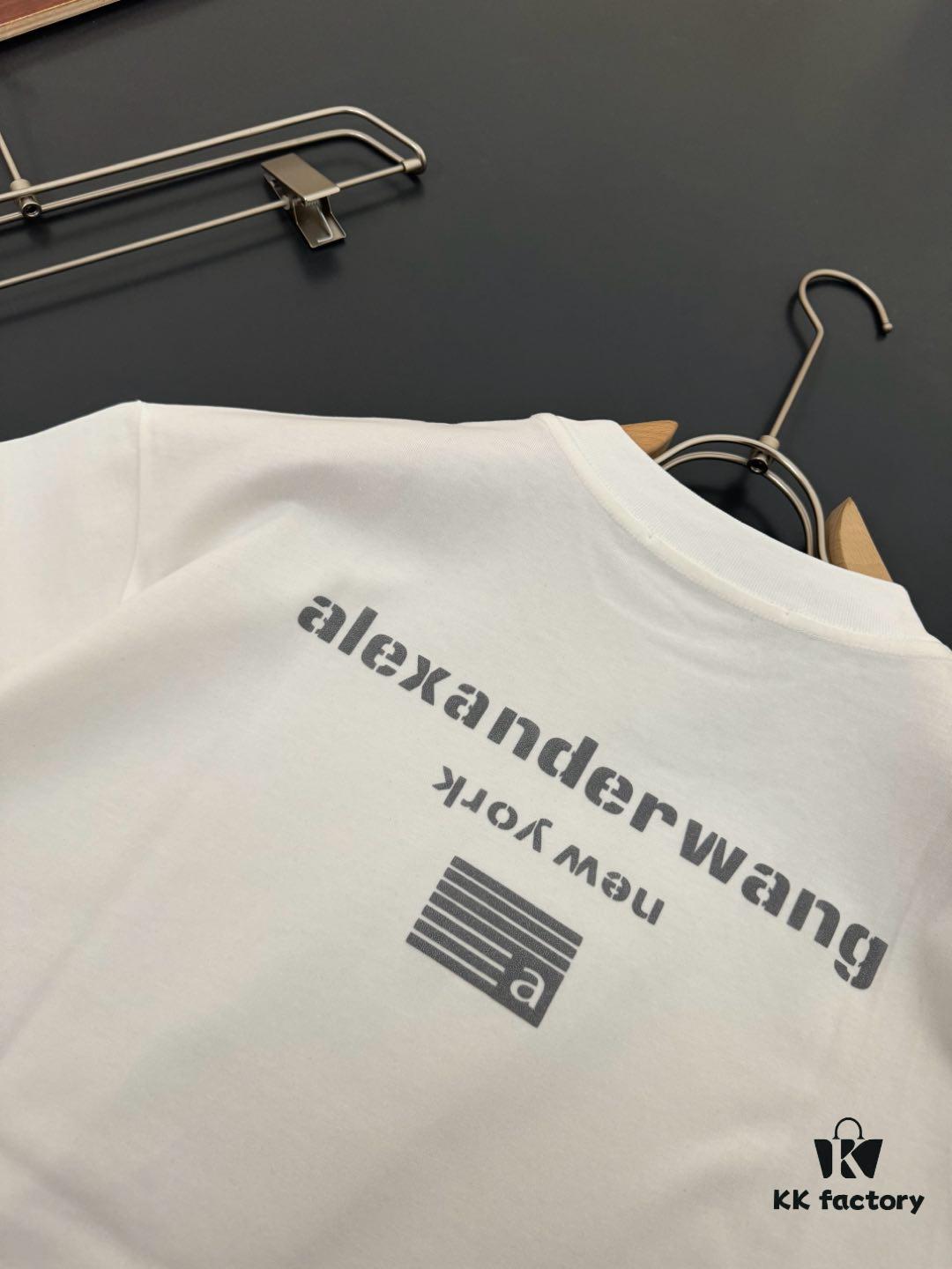 Alexander Wang AW 280g Heavyweight Pure Cotton Oversized T-Shirt with Puff Print Logo Design, Spring and Summer New Round Neck Fashion Short Sleeve Tee
