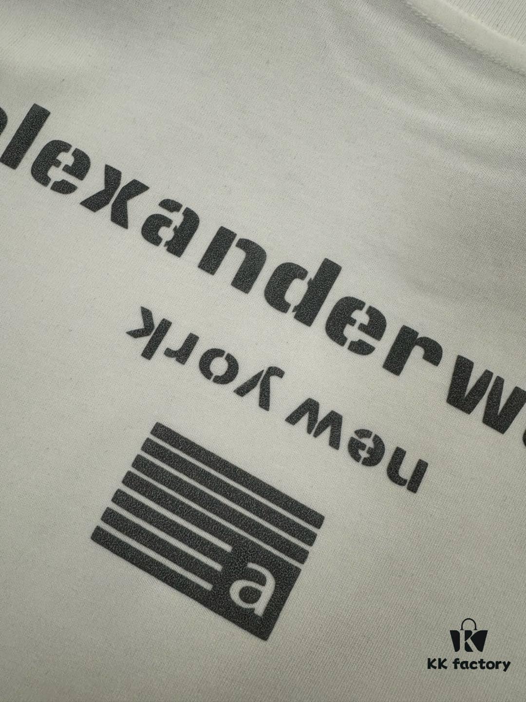 Alexander Wang AW 280g Heavyweight Pure Cotton Oversized T-Shirt with Puff Print Logo Design, Spring and Summer New Round Neck Fashion Short Sleeve Tee