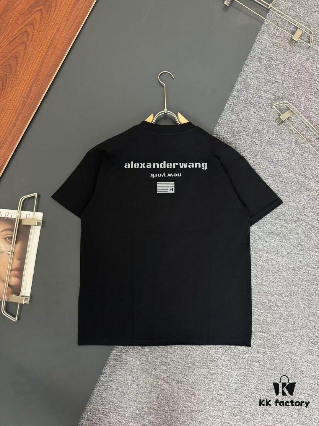Alexander Wang AW 280g Heavyweight Cotton Loose-Fit T-Shirt with Puff Print Logo Design