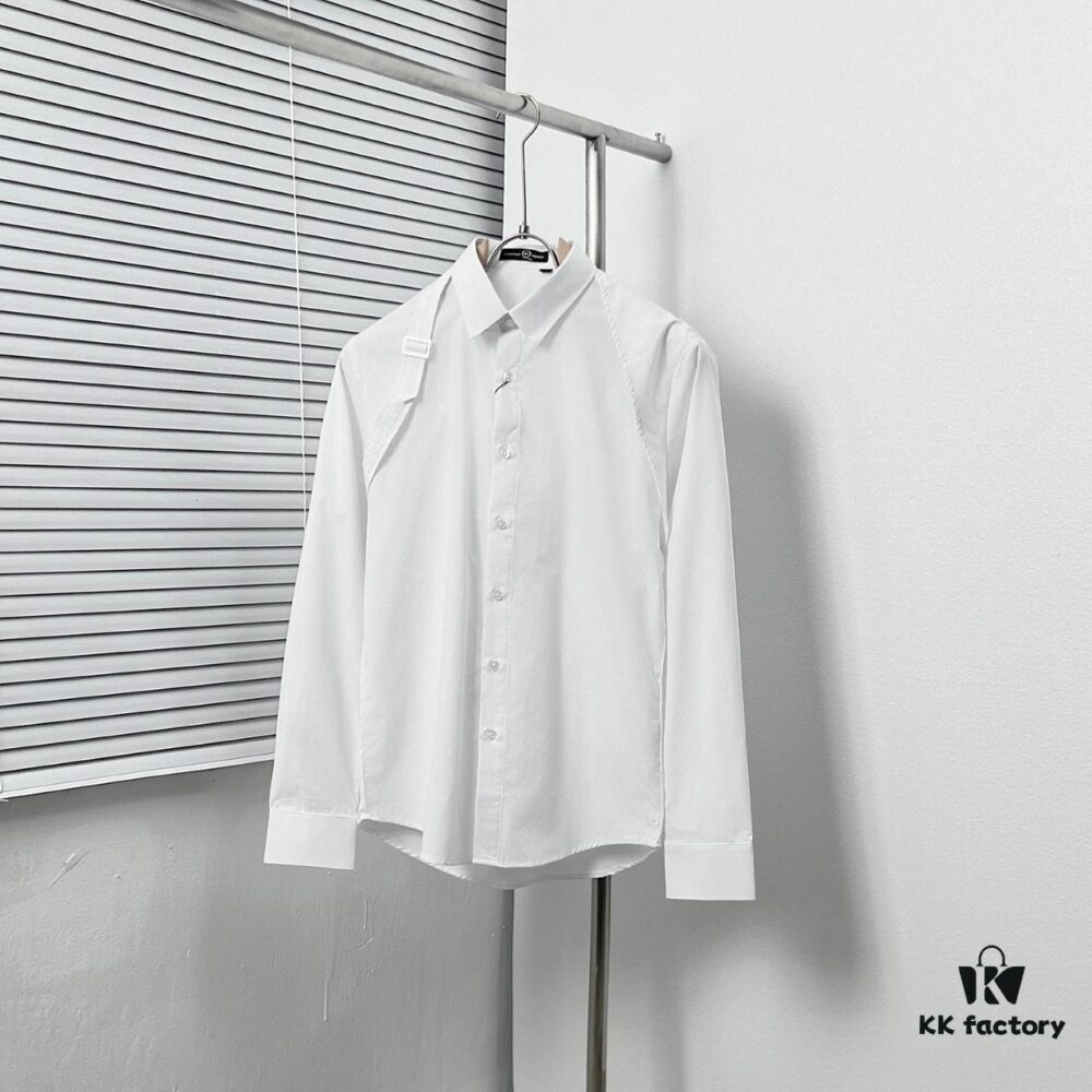 Alexander McQueen Black and White Oversized Shoulder Bow Shirt