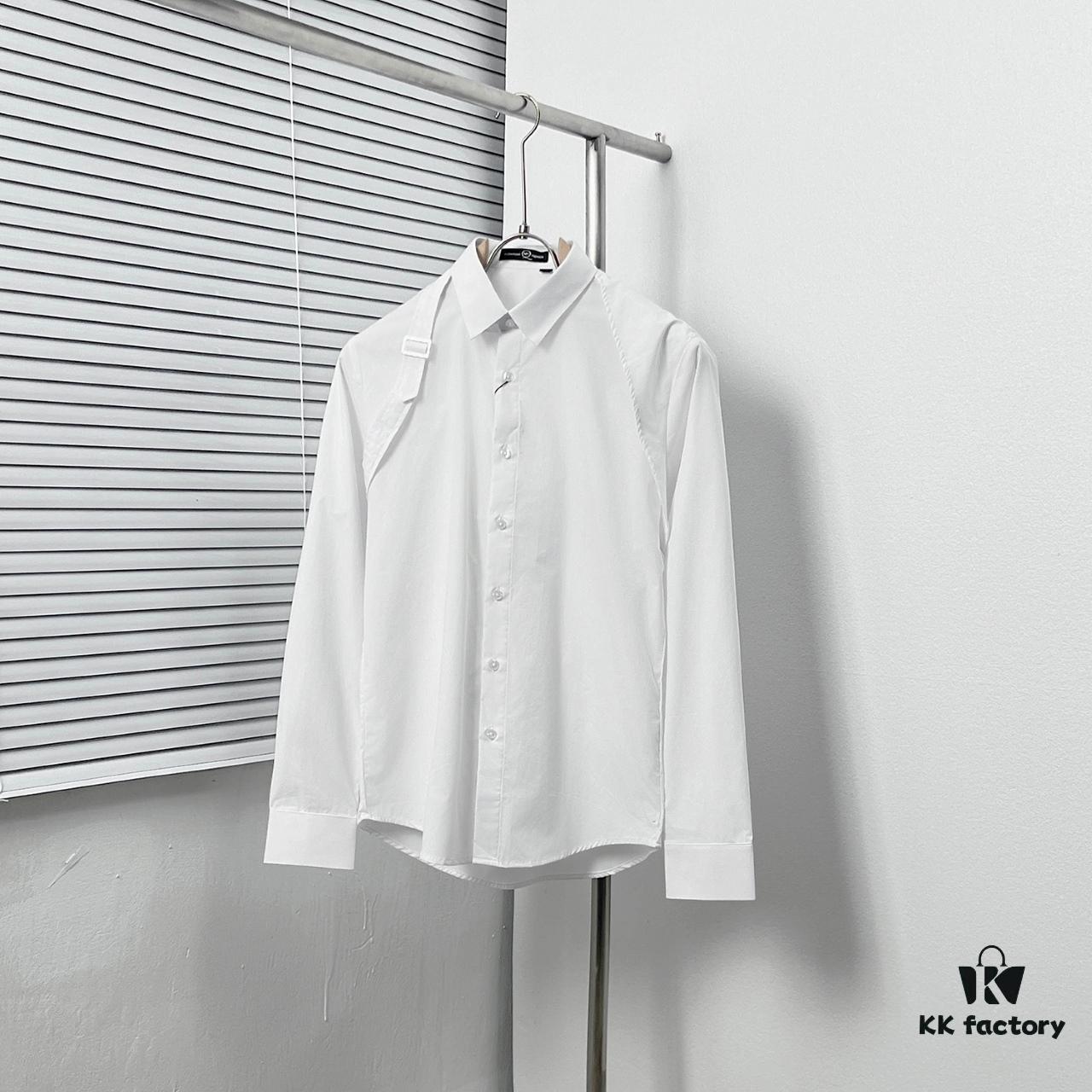 Alexander McQueen Black and White Oversized Shoulder Bow Shirt