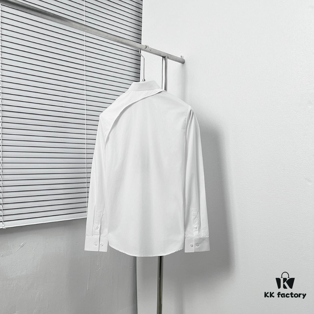 Alexander McQueen Black and White Oversized Shoulder Bow Shirt