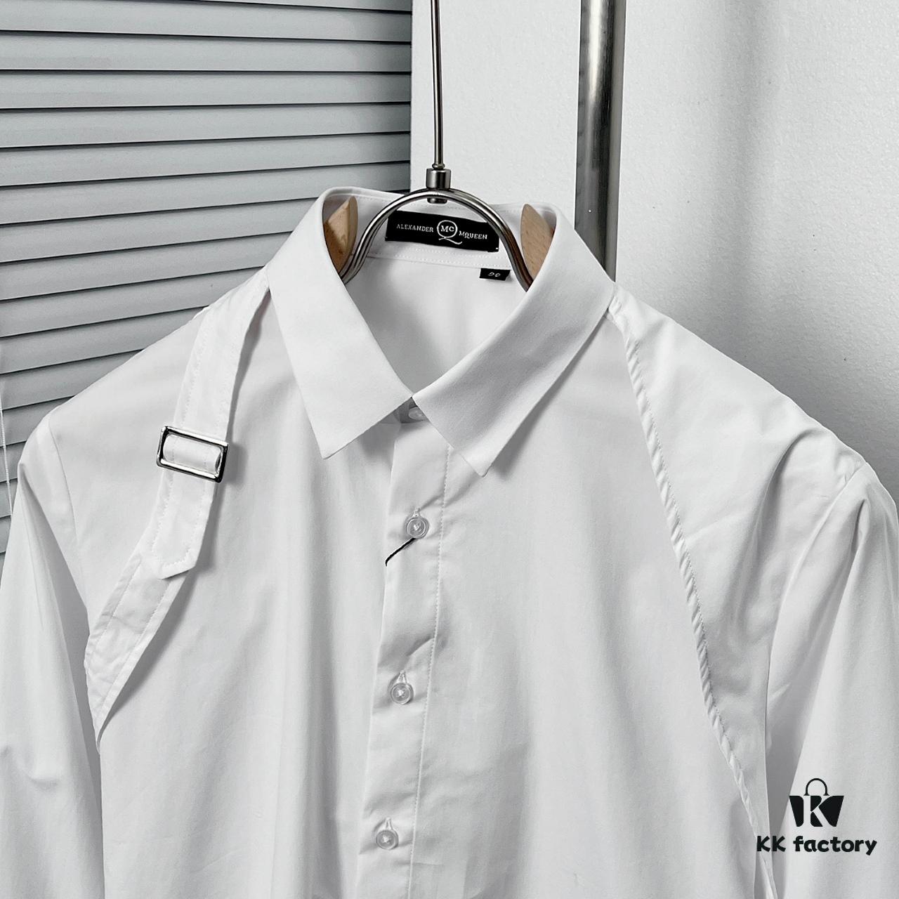 Alexander McQueen Black and White Oversized Shoulder Bow Shirt