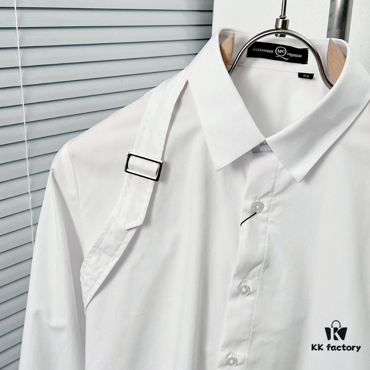 Alexander McQueen Black and White Oversized Shoulder Bow Shirt