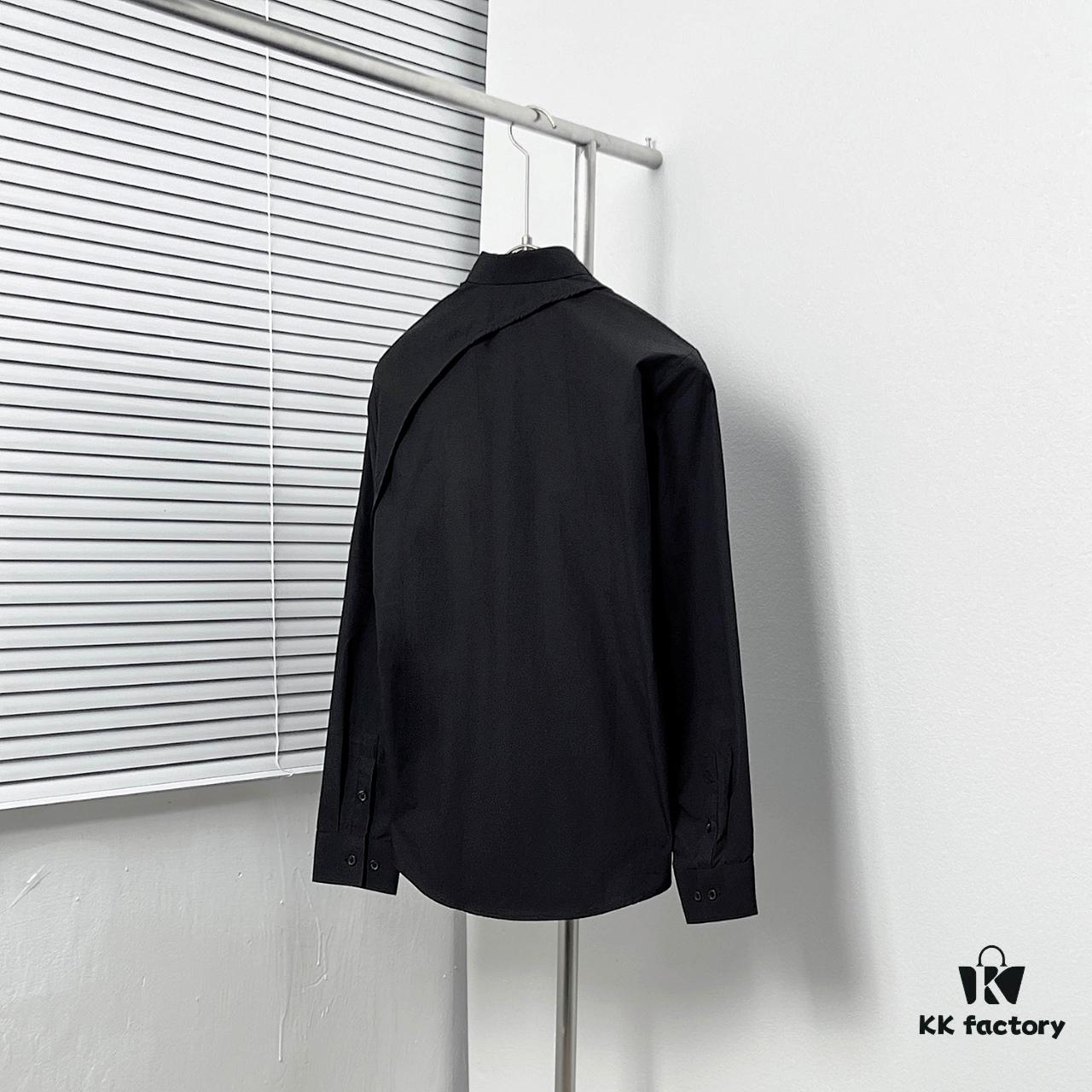 Alexander McQueen Black and White Oversized Shirt with Shoulder Draping Detail