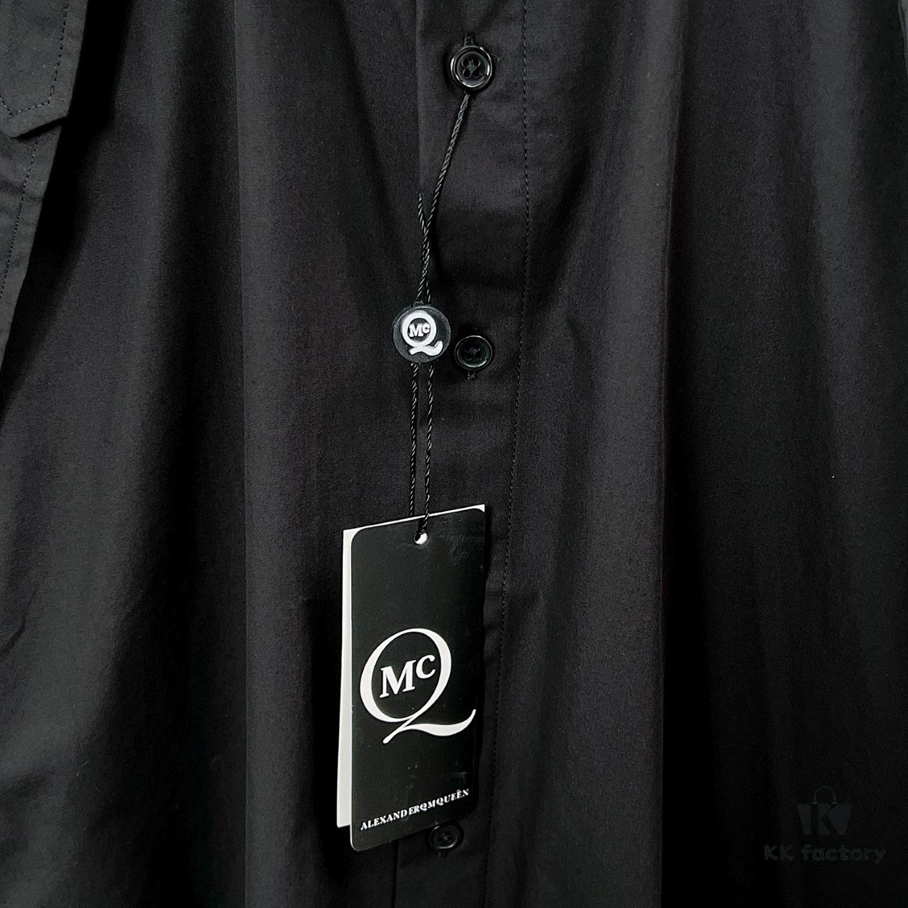 Alexander McQueen Black and White Oversized Shirt with Shoulder Draping Detail