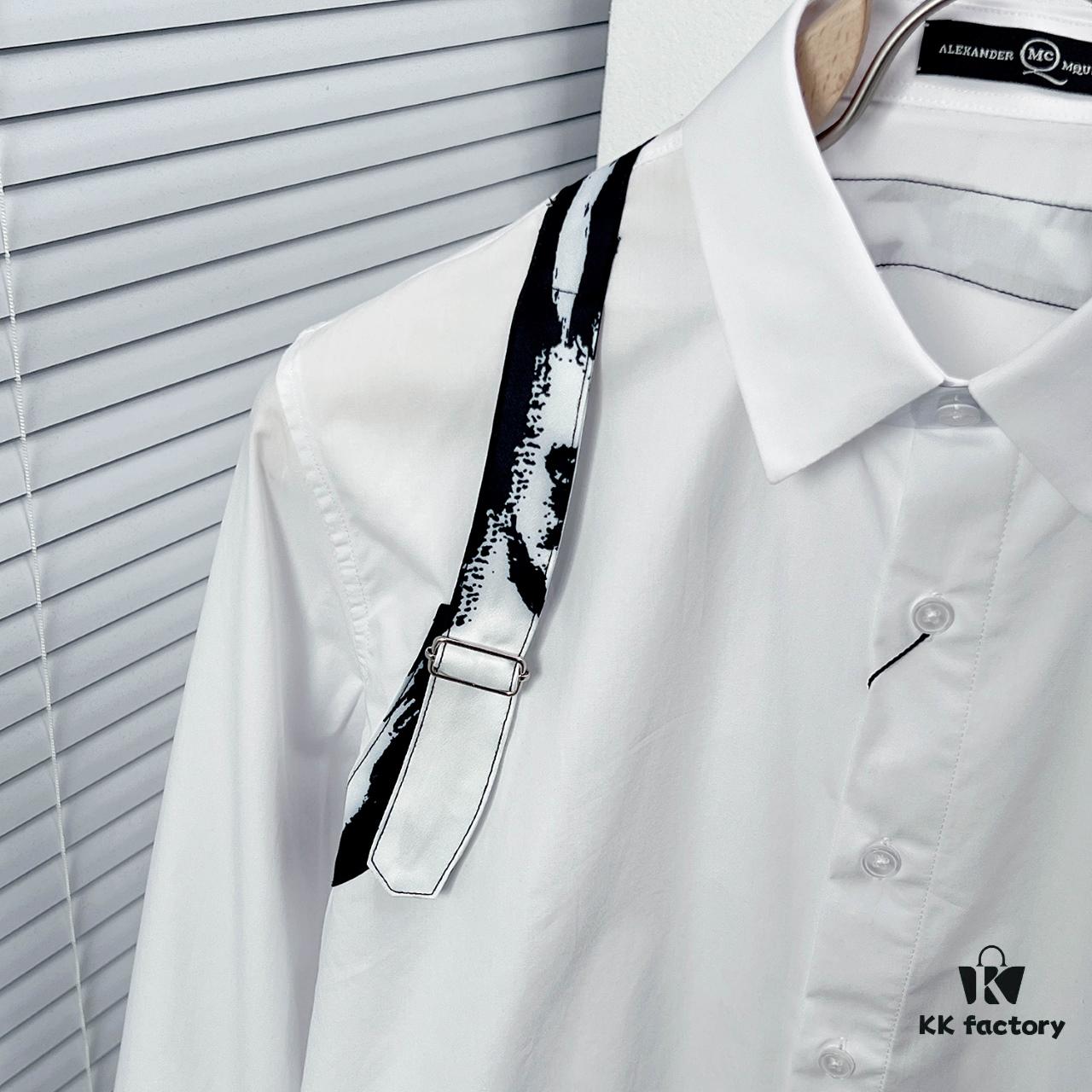 Alexander McQueen Camouflage Color-Blocked Shoulder Strap Design Shirt